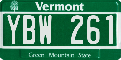 VT license plate YBW261