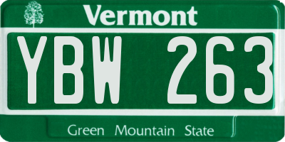 VT license plate YBW263