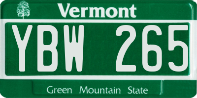 VT license plate YBW265