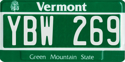 VT license plate YBW269