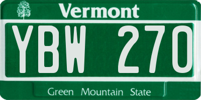 VT license plate YBW270