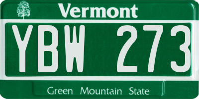 VT license plate YBW273