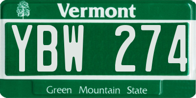 VT license plate YBW274