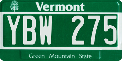 VT license plate YBW275