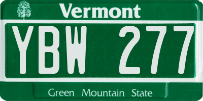 VT license plate YBW277