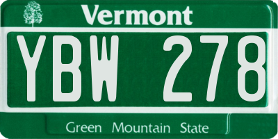VT license plate YBW278