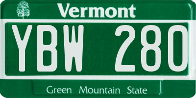 VT license plate YBW280