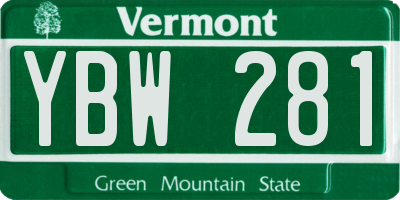 VT license plate YBW281