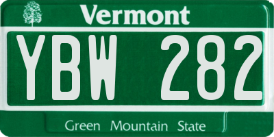 VT license plate YBW282