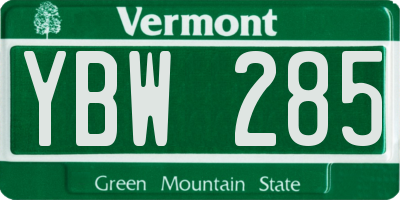 VT license plate YBW285