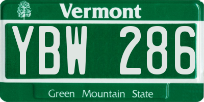 VT license plate YBW286