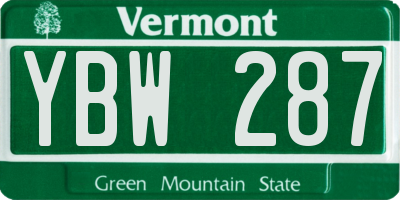 VT license plate YBW287