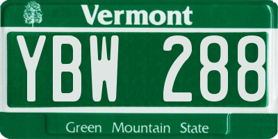 VT license plate YBW288
