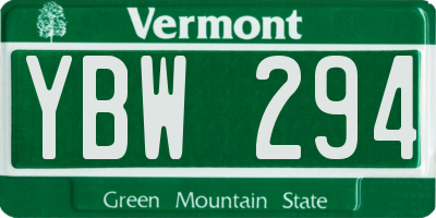 VT license plate YBW294