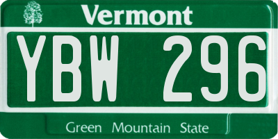 VT license plate YBW296