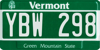 VT license plate YBW298