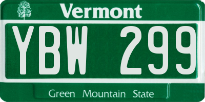 VT license plate YBW299