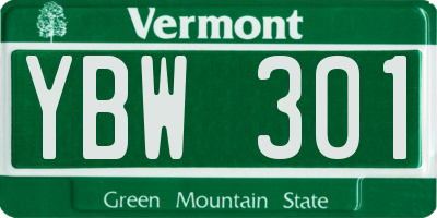 VT license plate YBW301