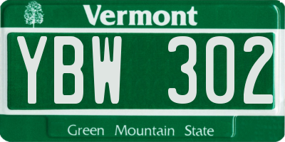 VT license plate YBW302