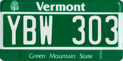 VT license plate YBW303