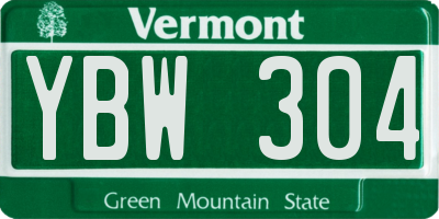 VT license plate YBW304