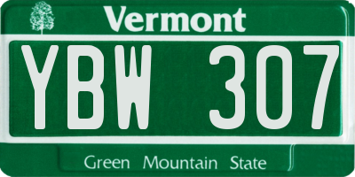 VT license plate YBW307