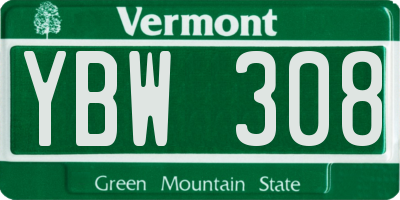 VT license plate YBW308