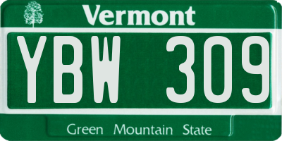 VT license plate YBW309