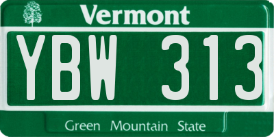 VT license plate YBW313