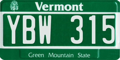 VT license plate YBW315