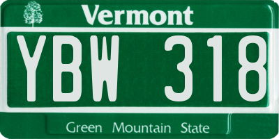 VT license plate YBW318