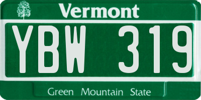 VT license plate YBW319