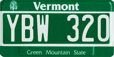 VT license plate YBW320