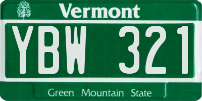 VT license plate YBW321
