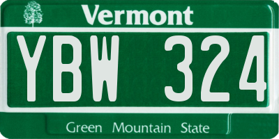 VT license plate YBW324