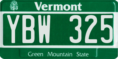 VT license plate YBW325