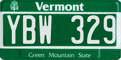 VT license plate YBW329