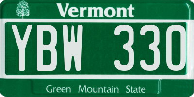 VT license plate YBW330