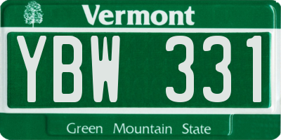 VT license plate YBW331