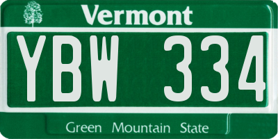 VT license plate YBW334