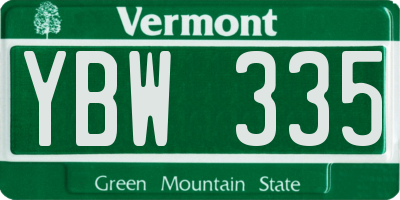 VT license plate YBW335