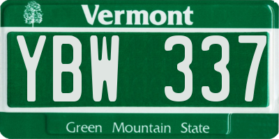 VT license plate YBW337