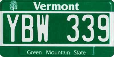 VT license plate YBW339