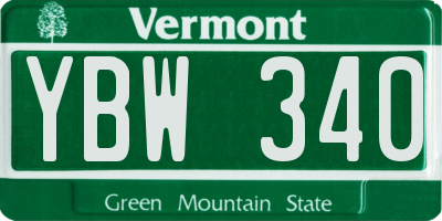 VT license plate YBW340