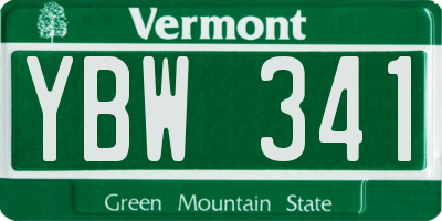 VT license plate YBW341
