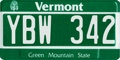 VT license plate YBW342