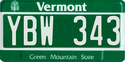 VT license plate YBW343