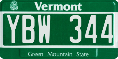 VT license plate YBW344
