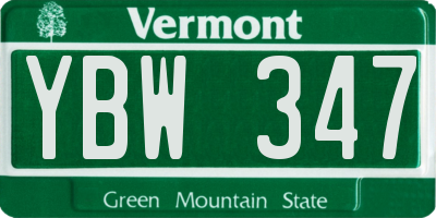 VT license plate YBW347