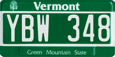VT license plate YBW348